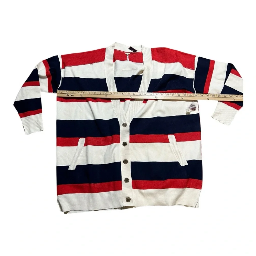Free People League of Her Own Striped Cardigan in Red and Navy Small NWOT